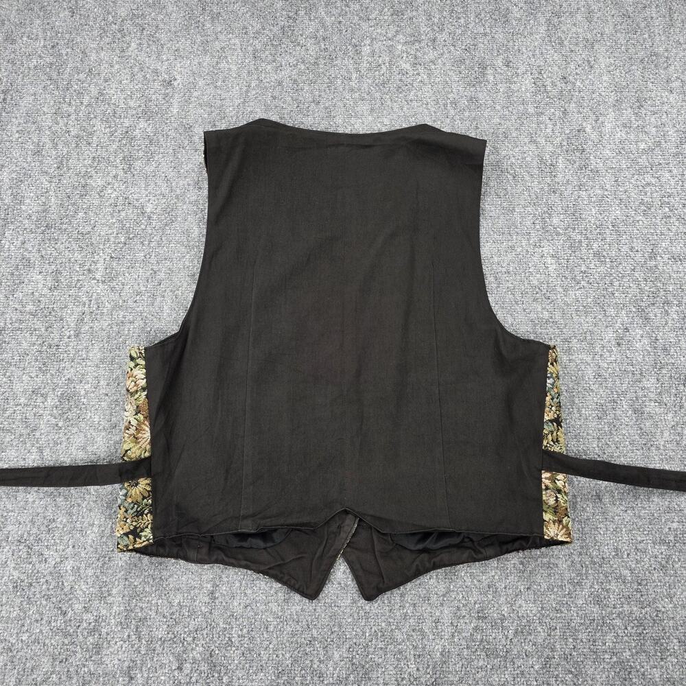 Vintage LL Bean Vest Womens 16 Floral Tapestry Button Front Belted Lined USA - Picture 14 of 15